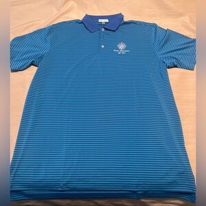 Peter Millar Trump National Golf Club Blue Stripe Polo Shirt Mens Size XL